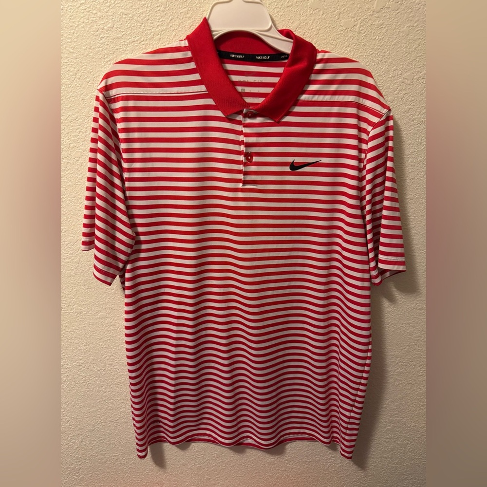 Nike Men's Red Striped Polo golf
